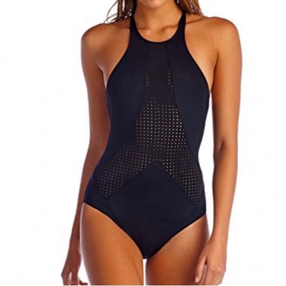 VITAMIN A Swimsuit High Neck Mesh Rayna Solid Black size L no ordinary bikini - Picture 2 of 8